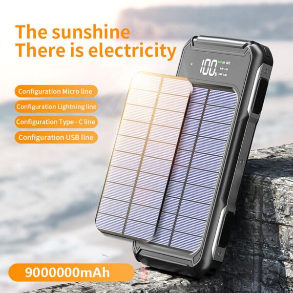 Solar Power Bank 20000mAh 4 USB Backup External Battery Charger For Cell Phone - Image 3