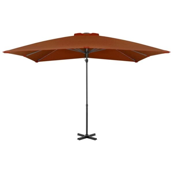 vidaXL Cantilever Garden Parasol with Aluminium Pole Terracotta 250x250 cm - Image 4