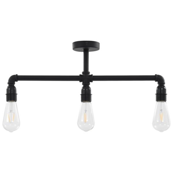 vidaXL Ceiling Lamp Black 3 x E27 Bulbs - Image 6