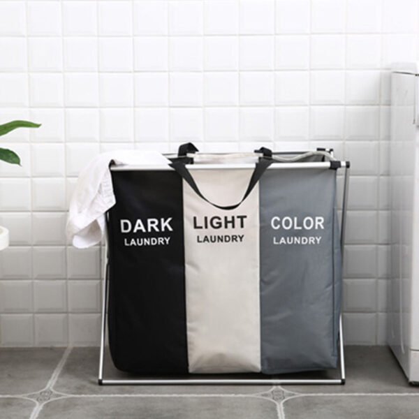 Aluminium Large Laundry Basket Hamper Washing Clothes Storage Bin Bag Light Dark - Image 3