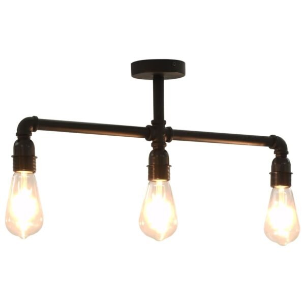 vidaXL Ceiling Lamp Black 3 x E27 Bulbs - Image 4