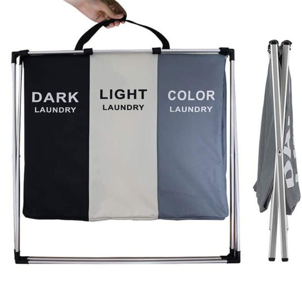 Aluminium Large Laundry Basket Hamper Washing Clothes Storage Bin Bag Light Dark - Image 5