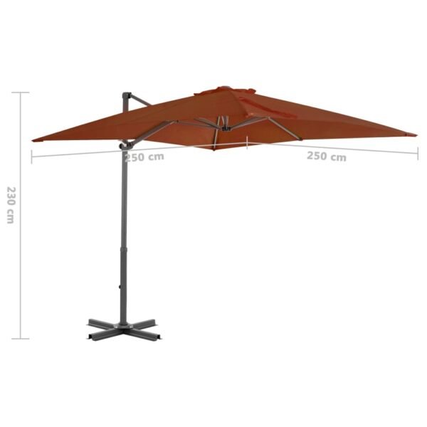 vidaXL Cantilever Garden Parasol with Aluminium Pole Terracotta 250x250 cm - Image 5