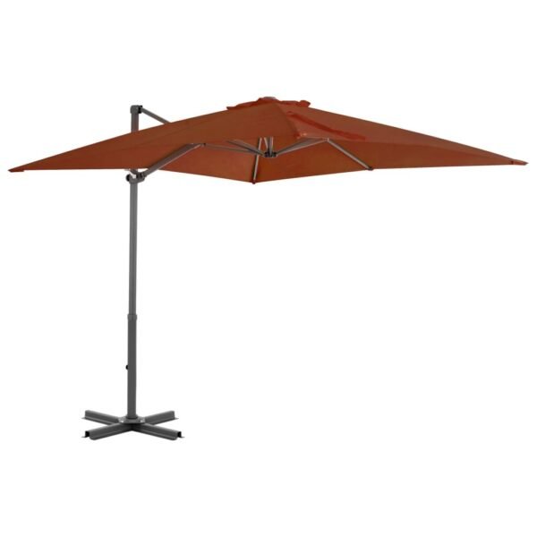 vidaXL Cantilever Garden Parasol with Aluminium Pole Terracotta 250x250 cm - Image 3