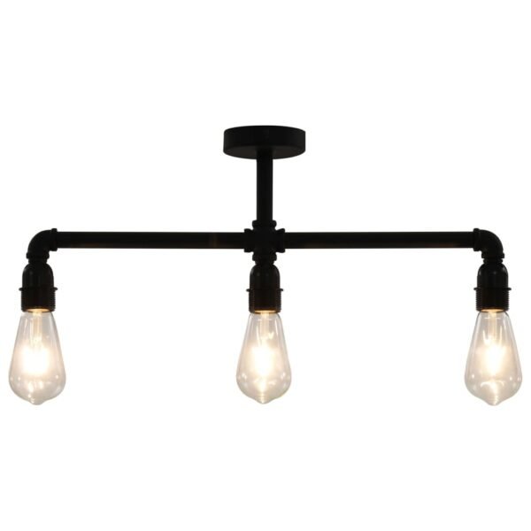 vidaXL Ceiling Lamp Black 3 x E27 Bulbs - Image 2