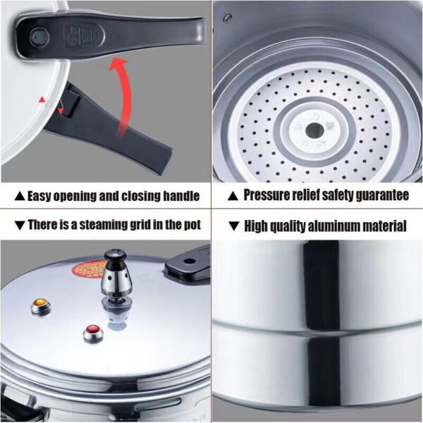 5L Aluminium Pressure Cooker Quick With Lid Latch Indicator Explosion-Proof - Image 7