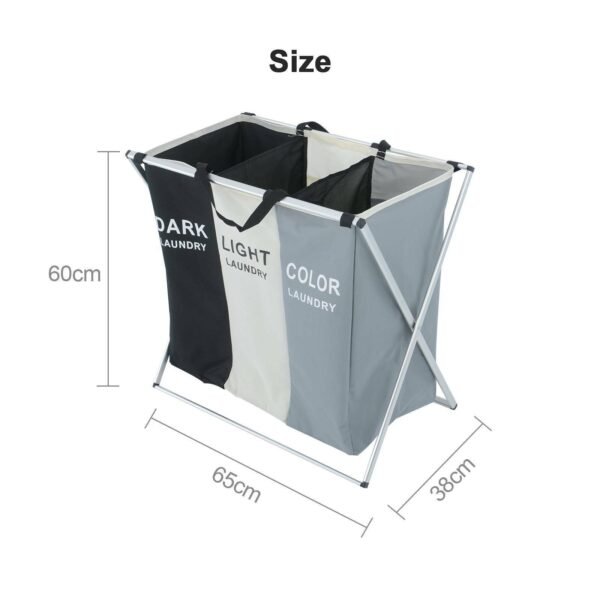 Aluminium Large Laundry Basket Hamper Washing Clothes Storage Bin Bag Light Dark - Image 4